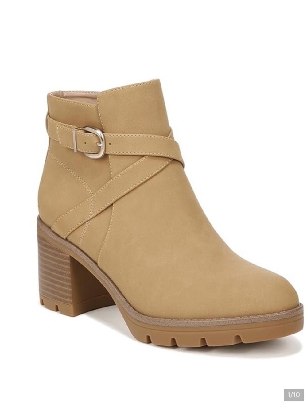 Naturalizer Madalynn Ankle Boot in Camel Brown with Buckle Strap Size 12 NEW
